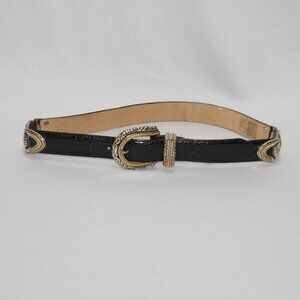 Brighton Women's Concho Belt Black Leather Style M45103 Victorian Design EUC